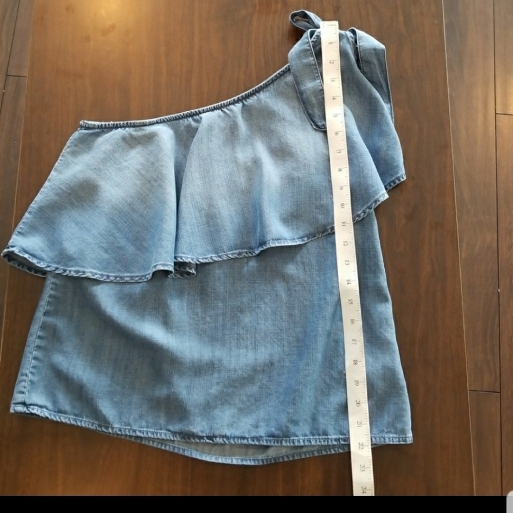 CLOTH & STONE Anthropologie Chambray One Shoulder Top Small. - Picture 5 of 8